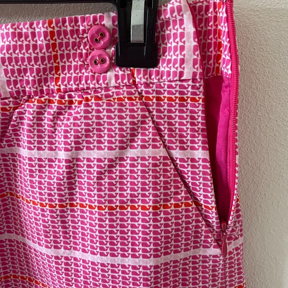 Vineyard Vines Pink Whale Striped Mini Skirt Size 6 - Picture 2 of 6